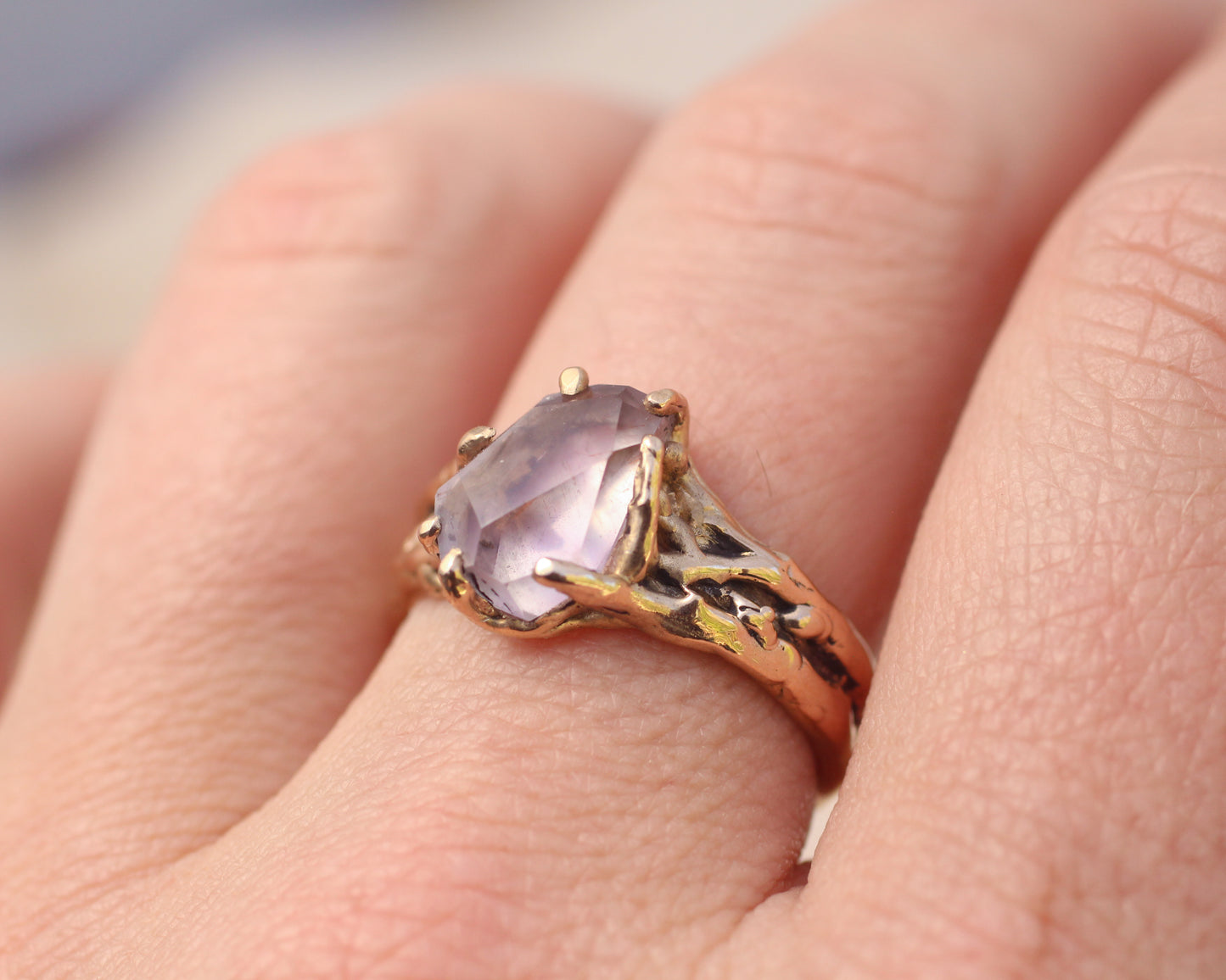 Light Amethyst Ring - Bronze - Size 9