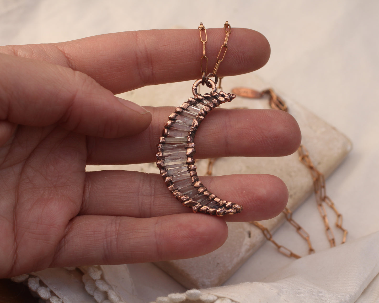 Quartz moon necklace