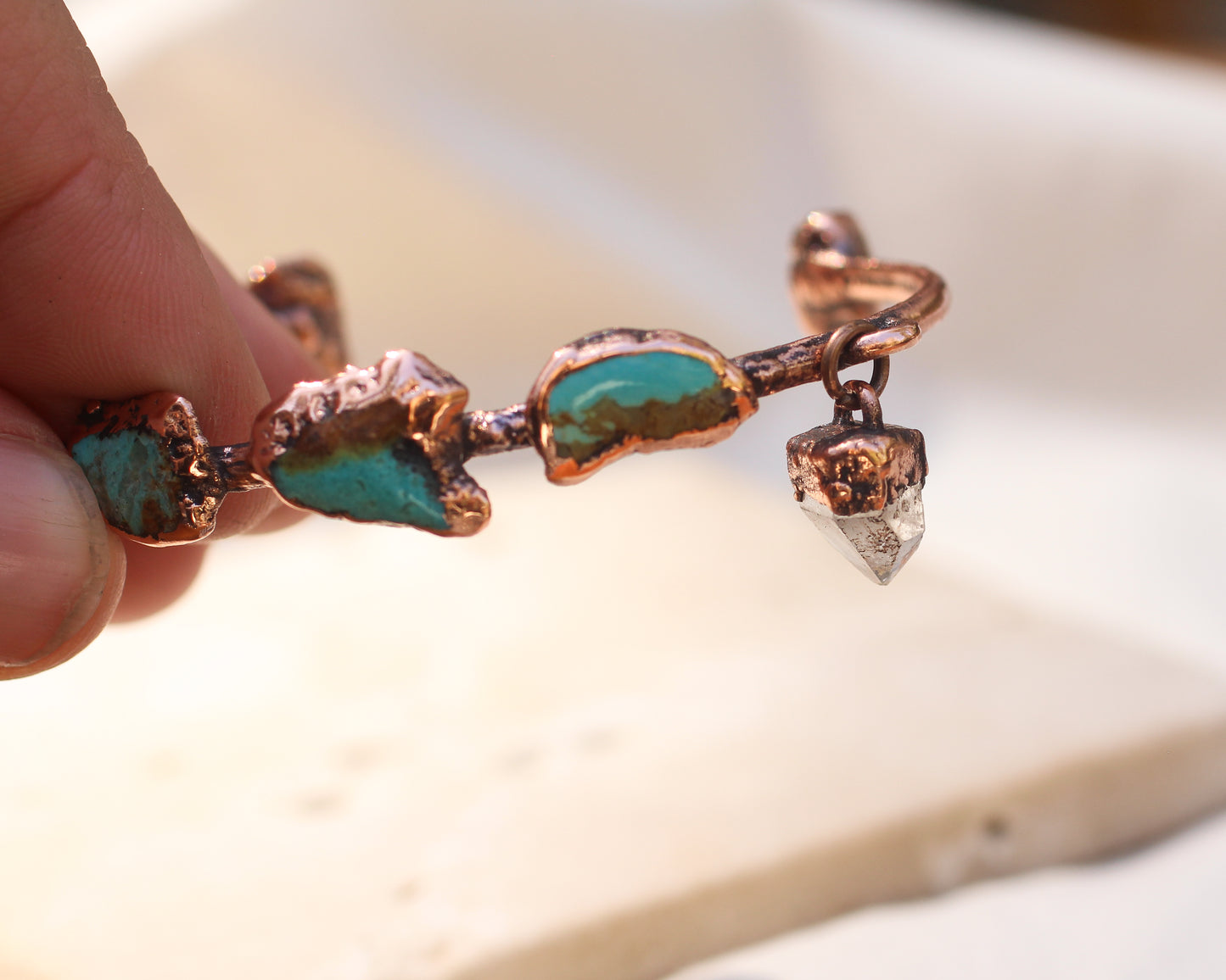 Turquoise and Quartz Cuff