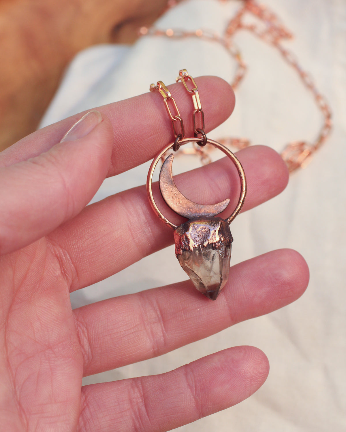 Smoky Quartz Crescent necklace