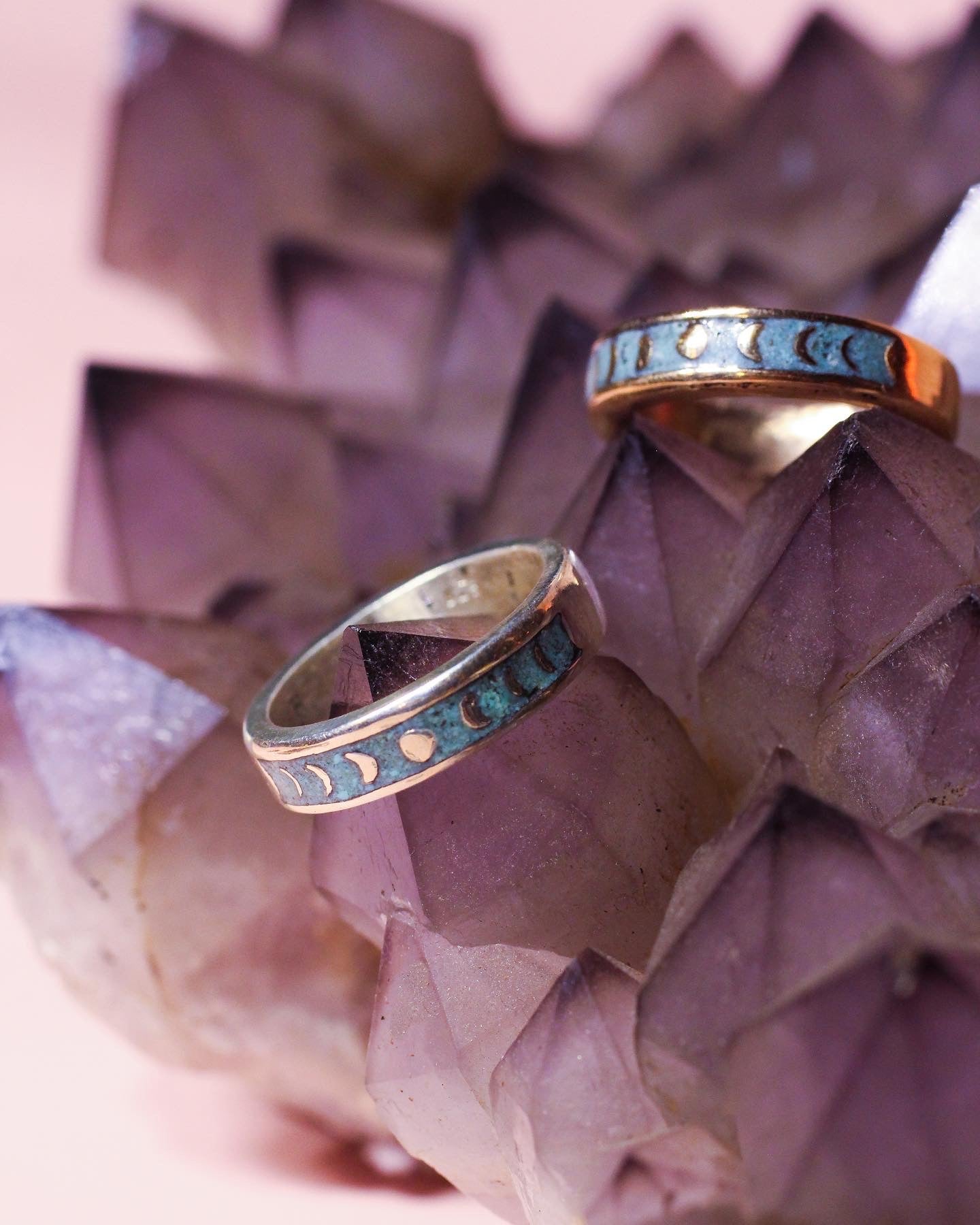 Inlaid Moon Phase ring - Made to Order - Silver or Bronze – Third