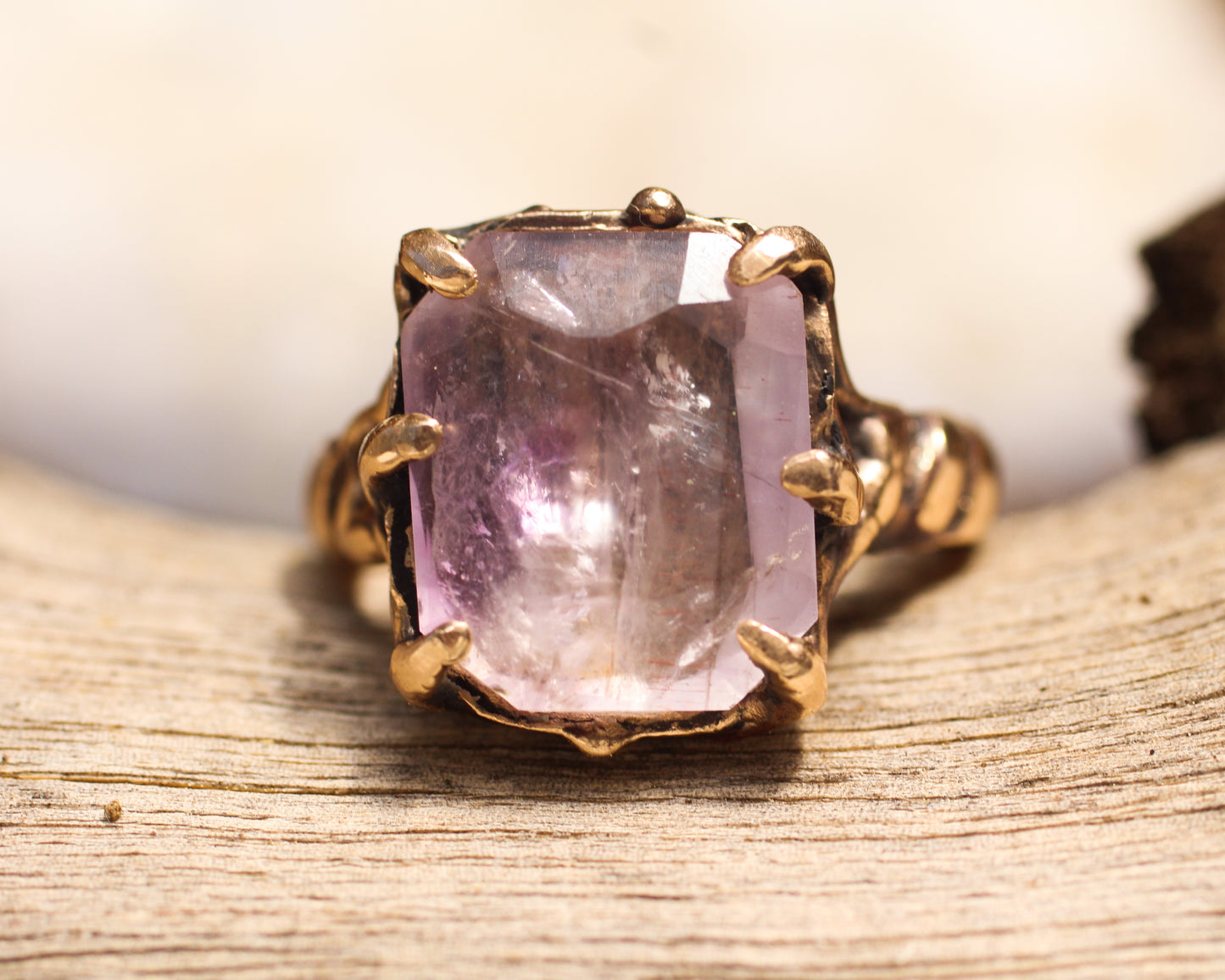 Hand Faceted Smoky Amethyst - Size 7.25