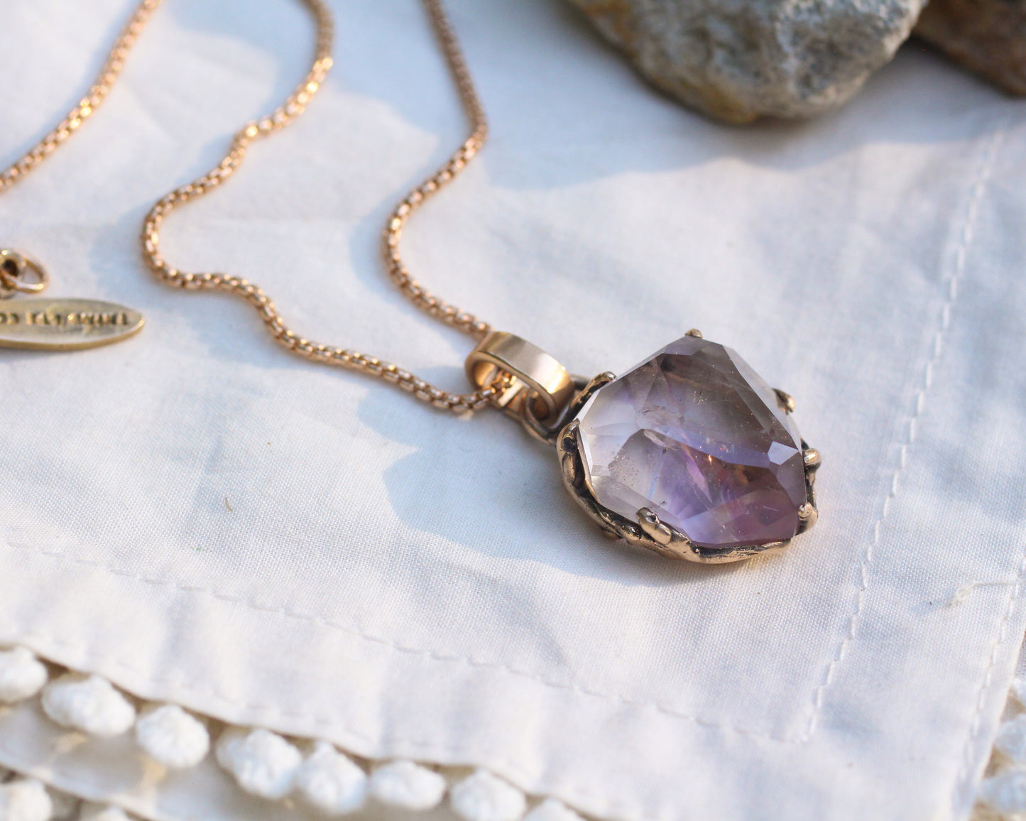 Large hand-faceted Smoky-Amethyst necklace