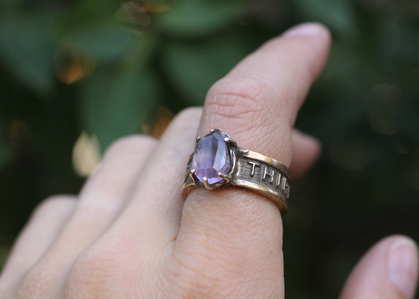 Amethyst Third Eye Co. text ring band - Size 9.5
